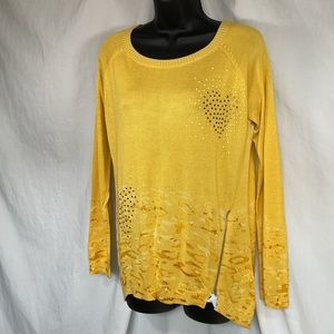 Desigual Sunshine Yellow Embellished Knit Top